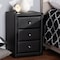 Baxton Studio Tessa Modern Black Faux Leather Upholstered 3-Drawer Nightstand 147-8159 - alternate 3